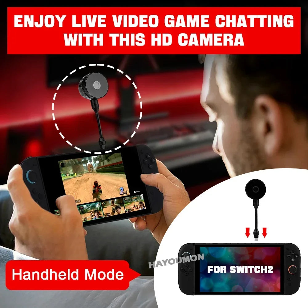 1080P HD Video Camera for Switch 2 Console with USB Type-C Port Desktop Non-Slip Video Capture Game Camera for PC Accessories