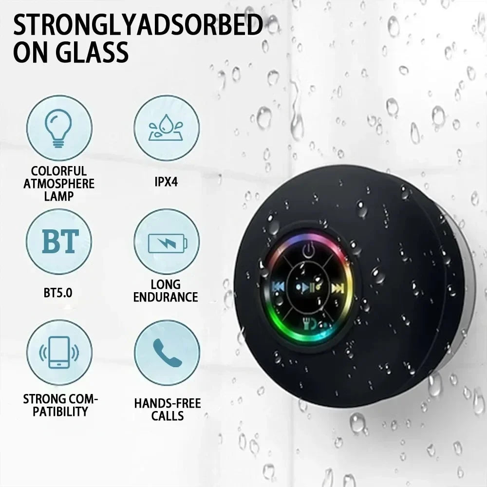 Bluetooth Shower Speaker Portable Wireless Mini Speaker with Mic Suction Cup IPX4 Water Resistant for Travel Pool River Floating
