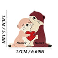 Cute Otter Family Wood Puzzle Ornament Red Heart Tabletop Decor Mother's Day Christmas Birthday Home Office Souvenir Gift
