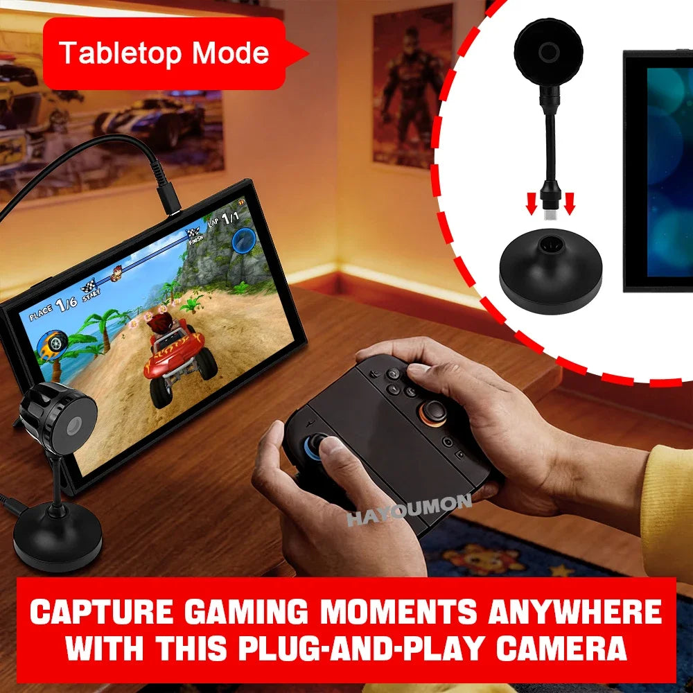 1080P HD Video Camera for Switch 2 Console with USB Type-C Port Desktop Non-Slip Video Capture Game Camera for PC Accessories