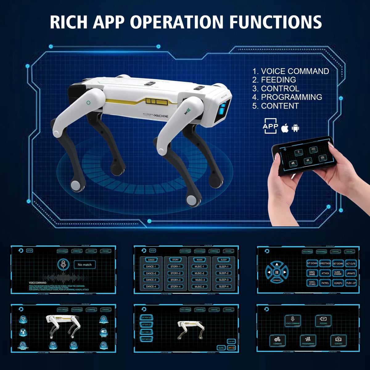 Intelligent AI RC Robot Dog Voice Dialogue APP Remote Control Programming Singing Dancing Machine Dog Kids Toys