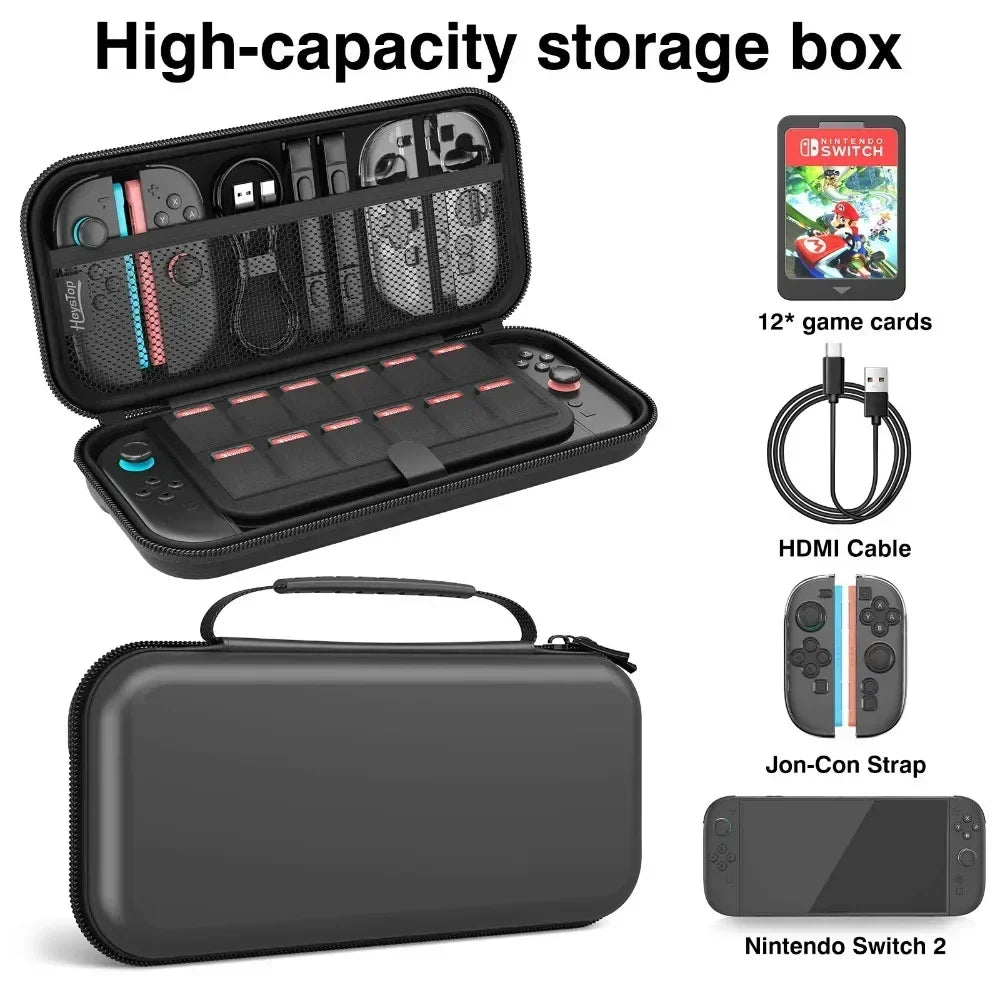 Comptible for Switch 2 Portable Lightweight and Large Capacity Waterproof Carrying Case Protected for Console Accessory