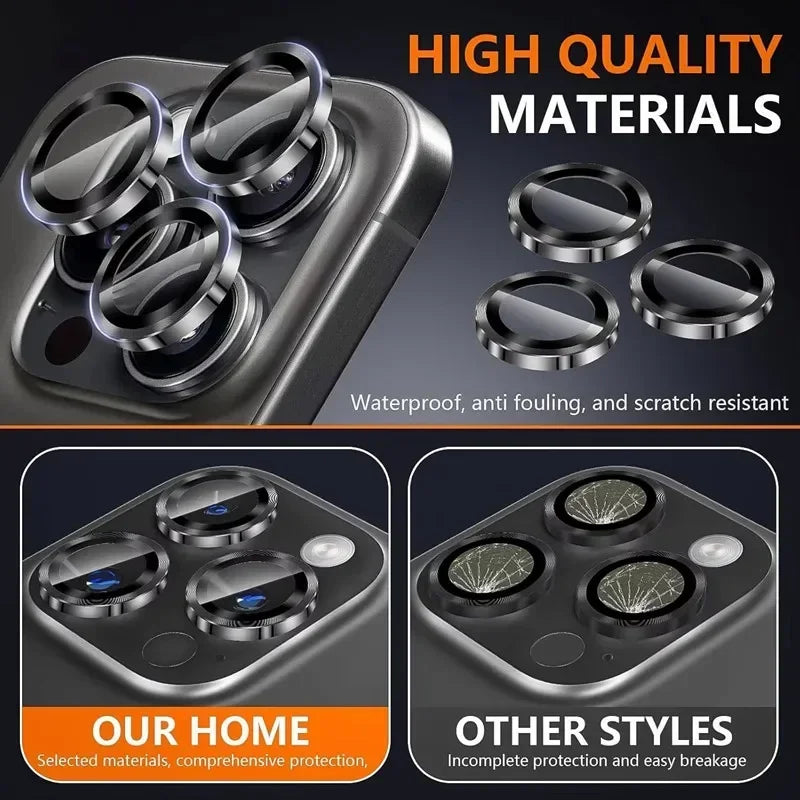 3Pcs Metal Lens Protector Glass for IPhone 16 13 12 11 14 15 Pro Max Mini Back Camera Lens Protection for IPhone 14 15 16 Plus