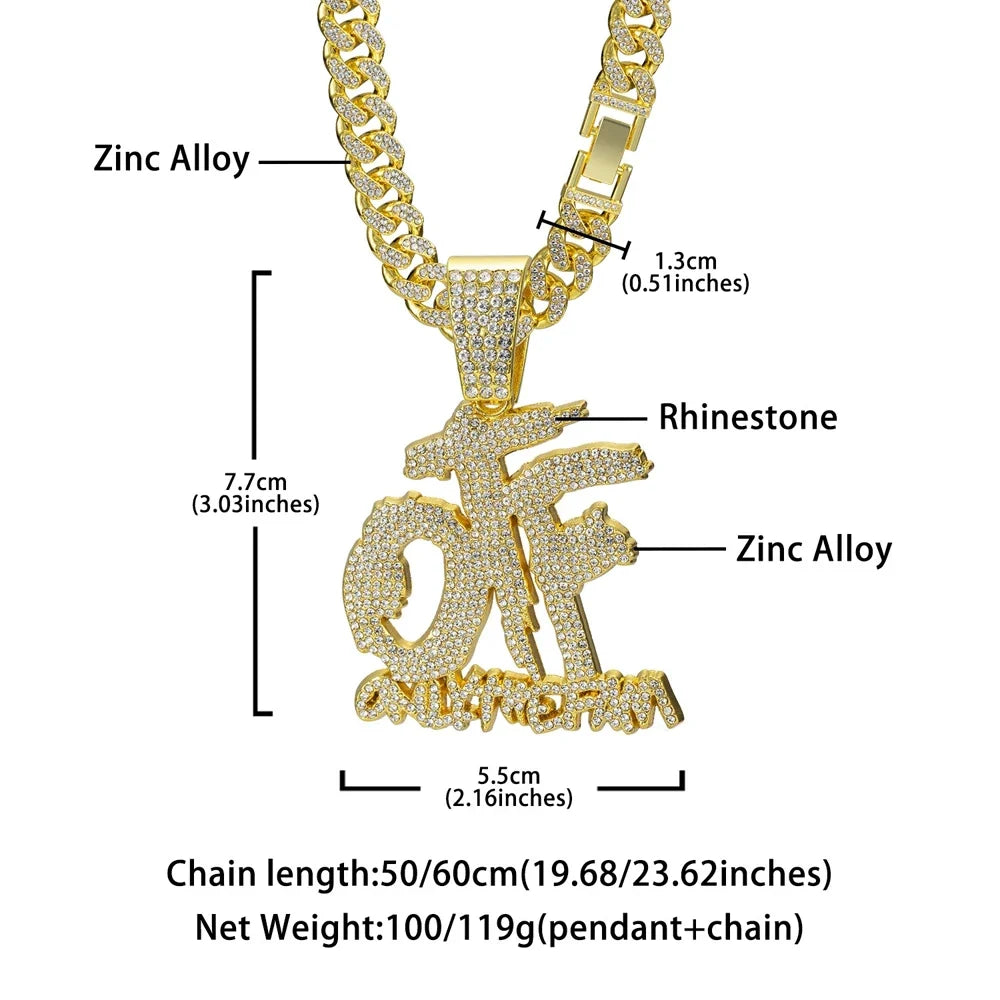 Hip Hop Fashion English Letter OTF Pendant Cuban Chain Necklace,  Suitable For Daily Wear By Men And Women , Rock Party Jewelry
