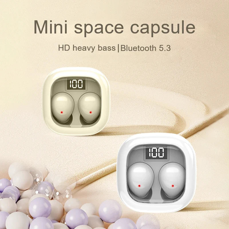 SK Small Headphones Wireless Bluetooth Headset Sport Sleeping Invisible Comfortable To Wear Bass Earbuds Earphone For All Phones