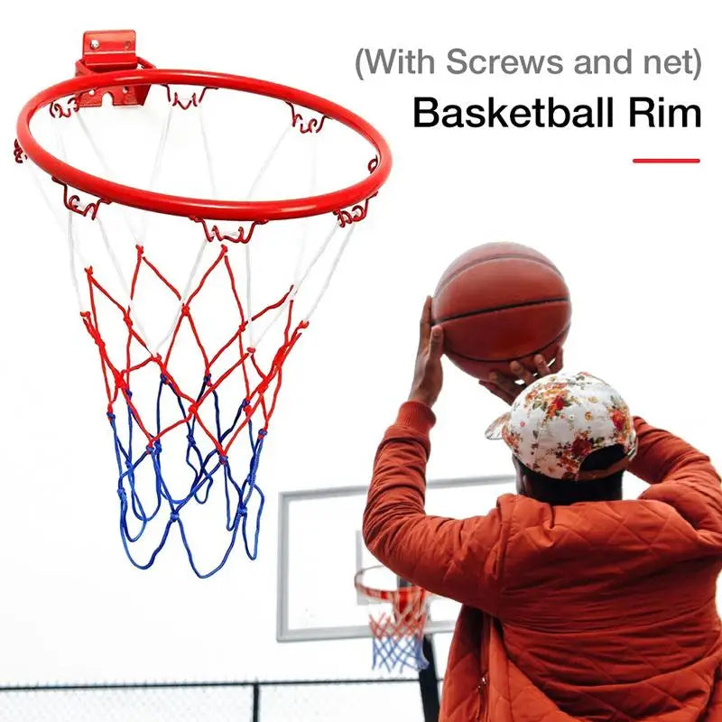 Indoor/Outdoor Wall Mounted Basketball Hoop with Net - Durable and Versatile Sports Equipment