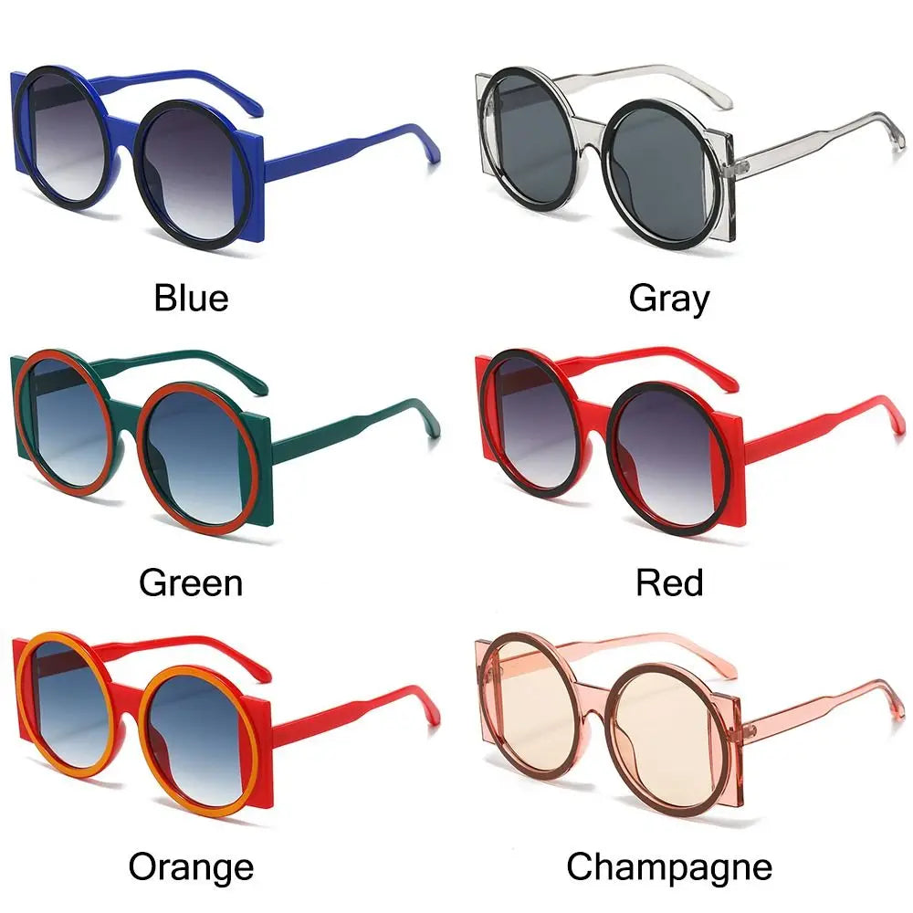 Retro Oversized Round Sunglasses UV400 Unique Gradient Sun Glasses Y2K Eyewear for Women & Men