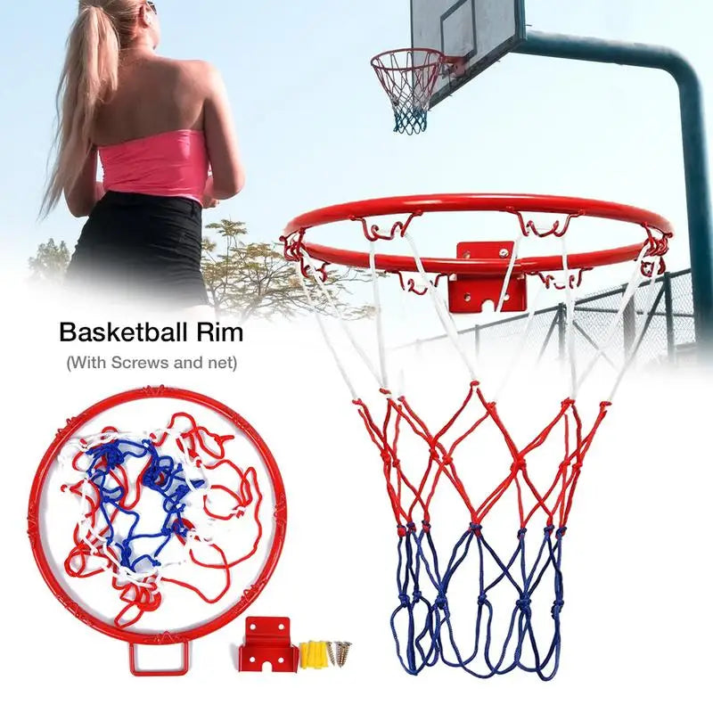 Indoor/Outdoor Wall Mounted Basketball Hoop with Net - Durable and Versatile Sports Equipment