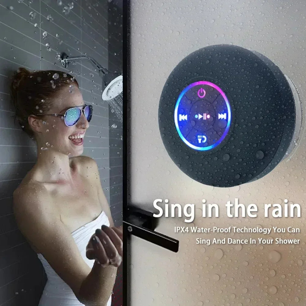 Bluetooth Shower Speaker Portable Wireless Mini Speaker with Mic Suction Cup IPX4 Water Resistant for Travel Pool River Floating