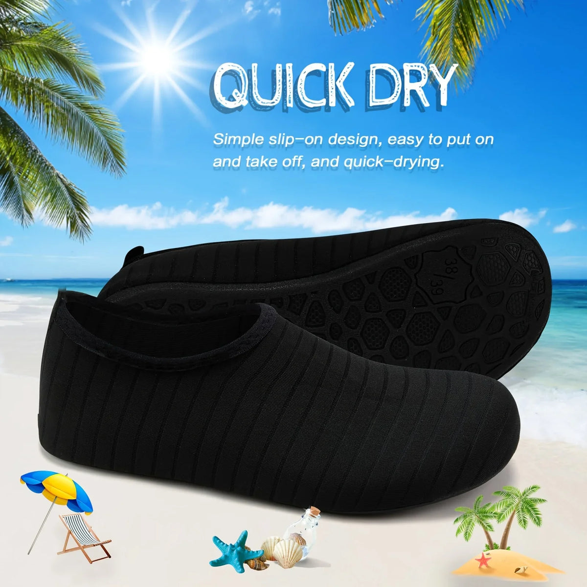 1 Pair Water Shoes Women Barefoot Socks Anti-Slip Quick-Dry Men Beach