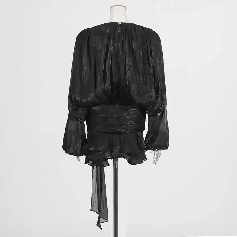 Women's A-Line Mini Dress with Long Sleeves & Empire Waist