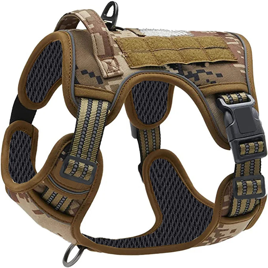 Military Tactical Dog Harness No Pull Large Reflective Straps Durable Vest with Control Handle
