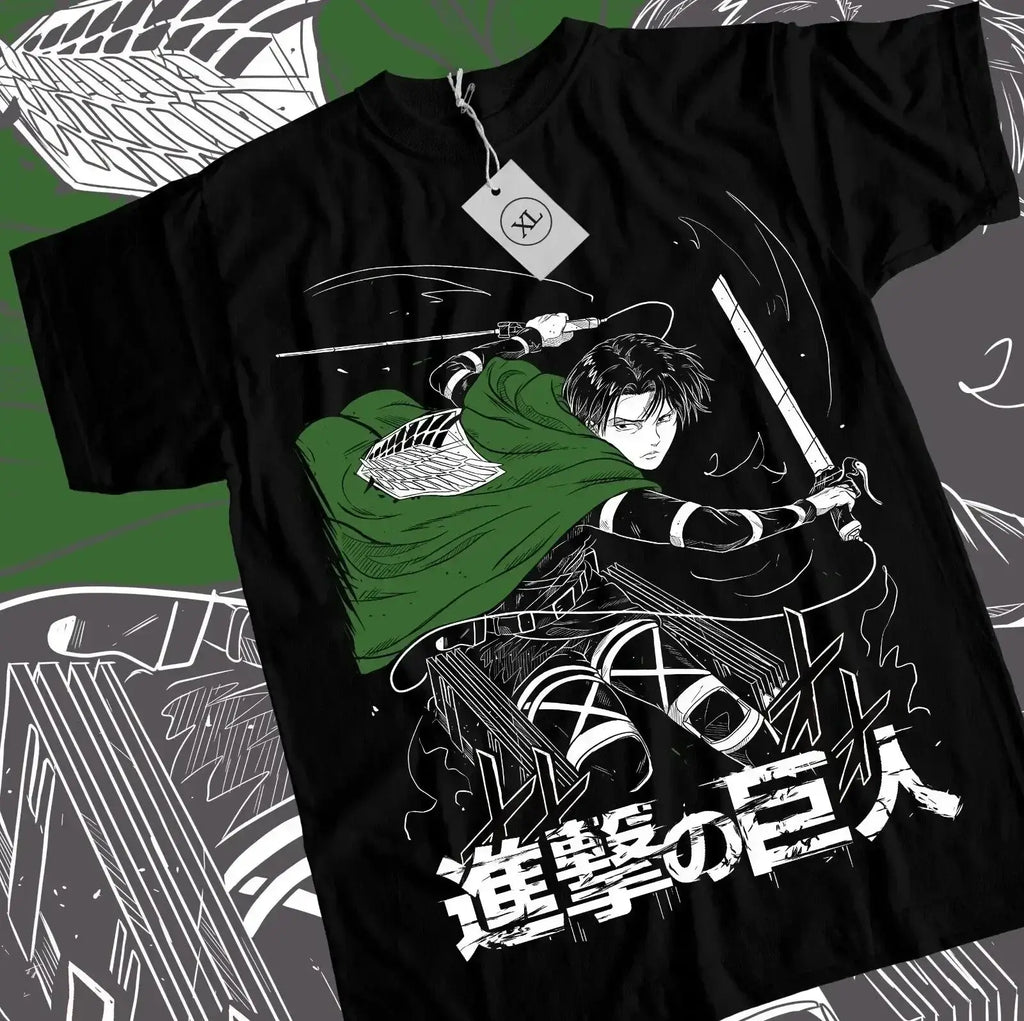 Levi Shingeki T-shirt: Attack on Titan Horror Y2K Top