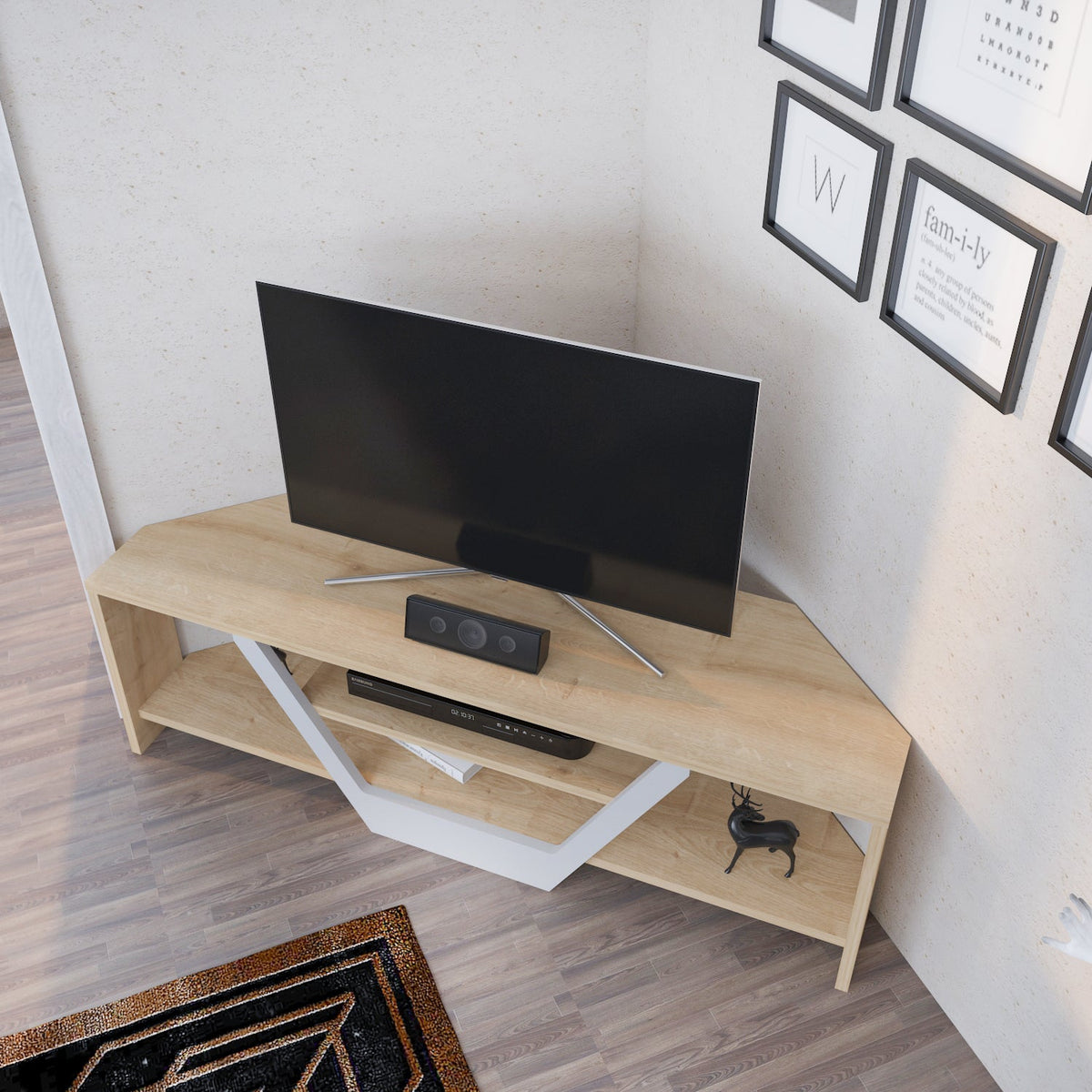 Sares 47'' Wide Corner TV Stand Console Table for Up to 55 inch TVs