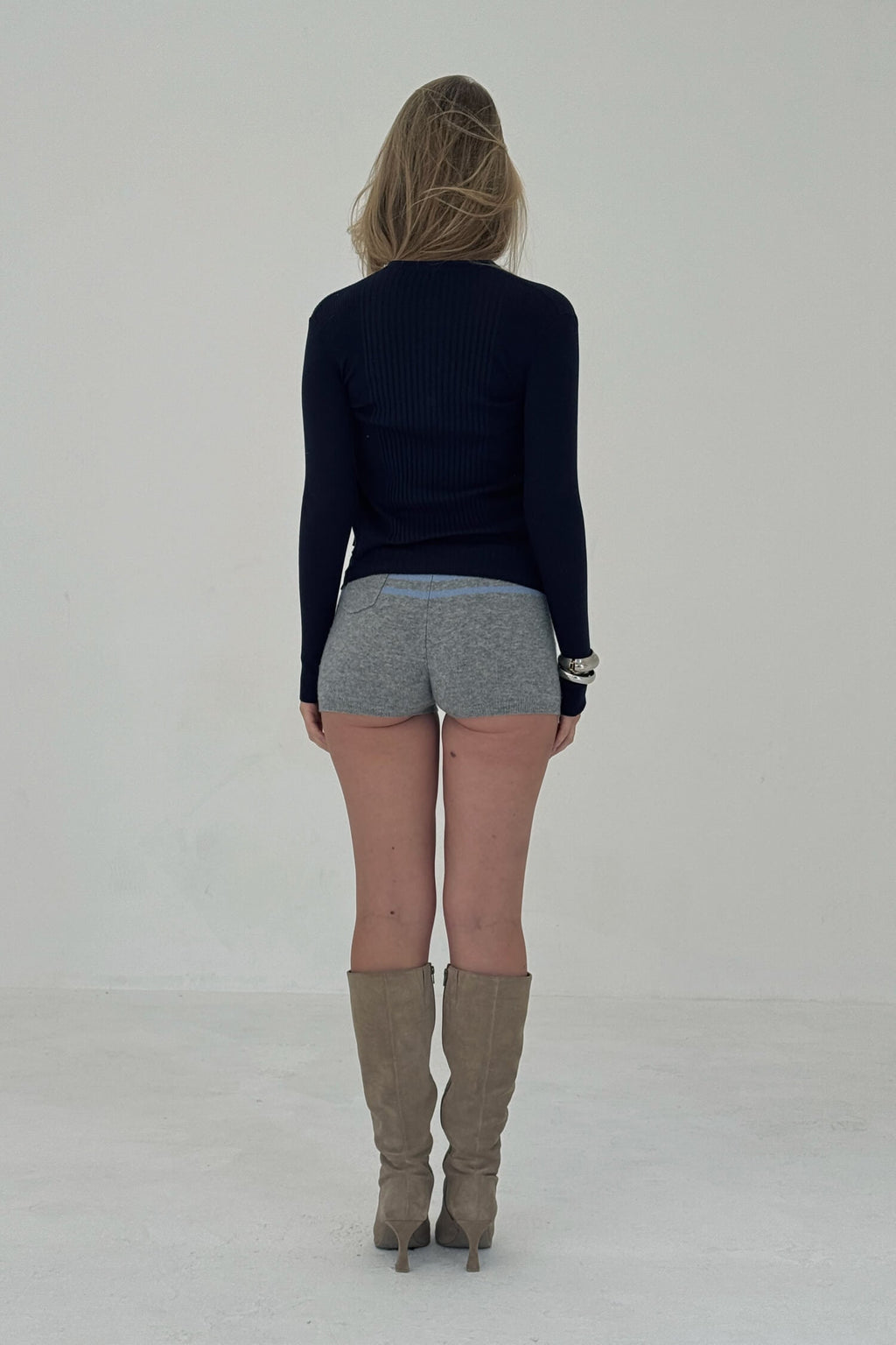 Ribbed Knit Cardigan in Navy