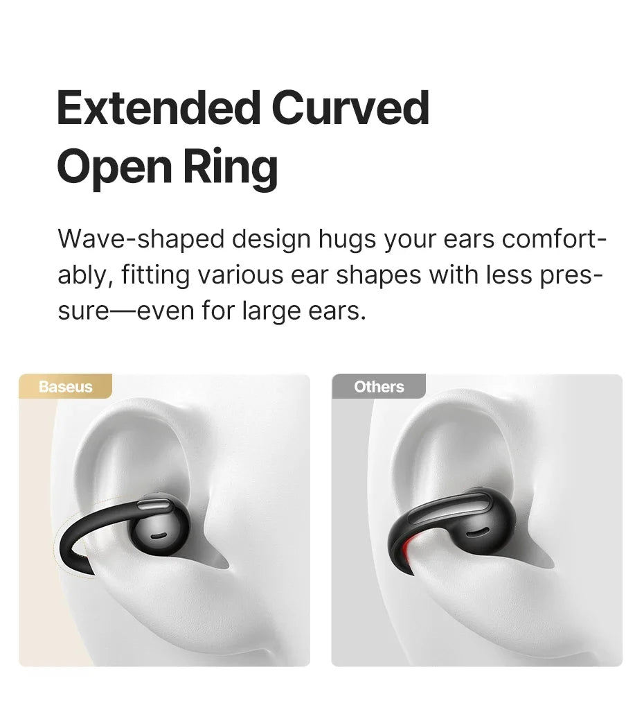 Baseus Bowie MC2 AIR Clip-on TWS Earbuds Ear Clips Wireless Earphones Bluetooth 6.0   Open Earrings 4 Mic ENC Sports Headphones