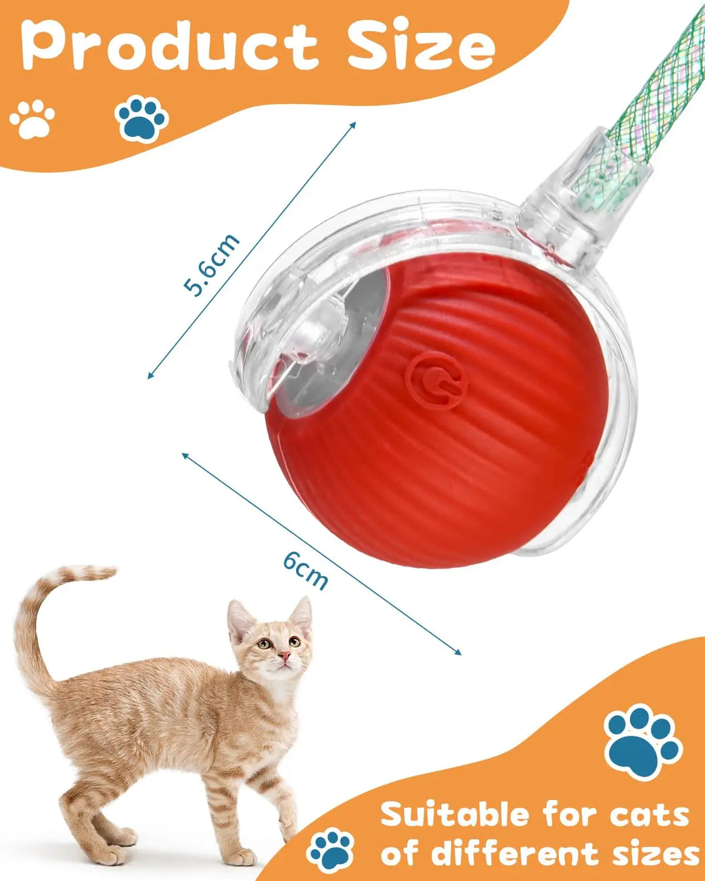 Cat Interactive Ball Toy, Automatic Rolling Ball with Tail, Rechargeable Smart Pet Interactive Toy, Intelligent Mouse for Cat