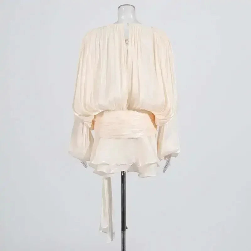 Women's A-Line Mini Dress with Long Sleeves & Empire Waist