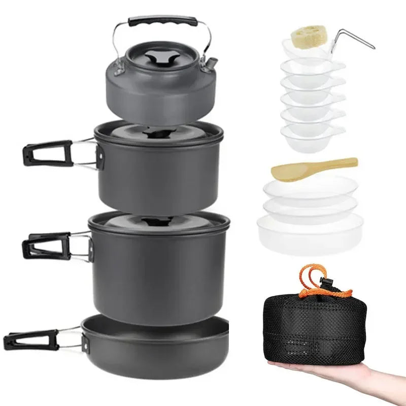 Lightweight and Portable Camping Cookware Set, Pot and Pan with Carrying Bag, Perfect for Outdoor Camping