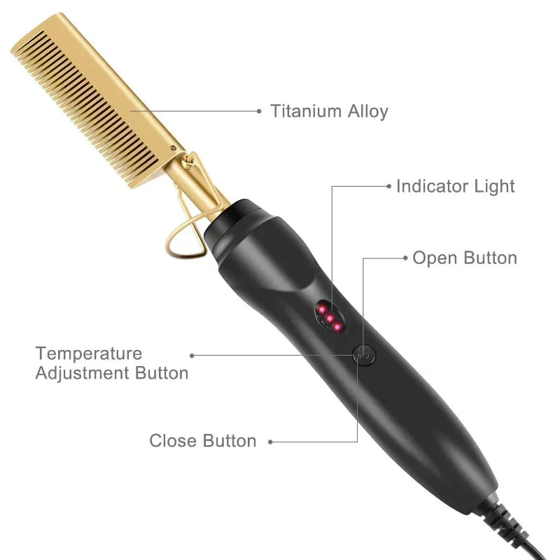 Electric Hot Heating Comb Hair Straightener Curler Flat Irons Wet Dry Hair Iron Straightening Brush Hair Styling Tools