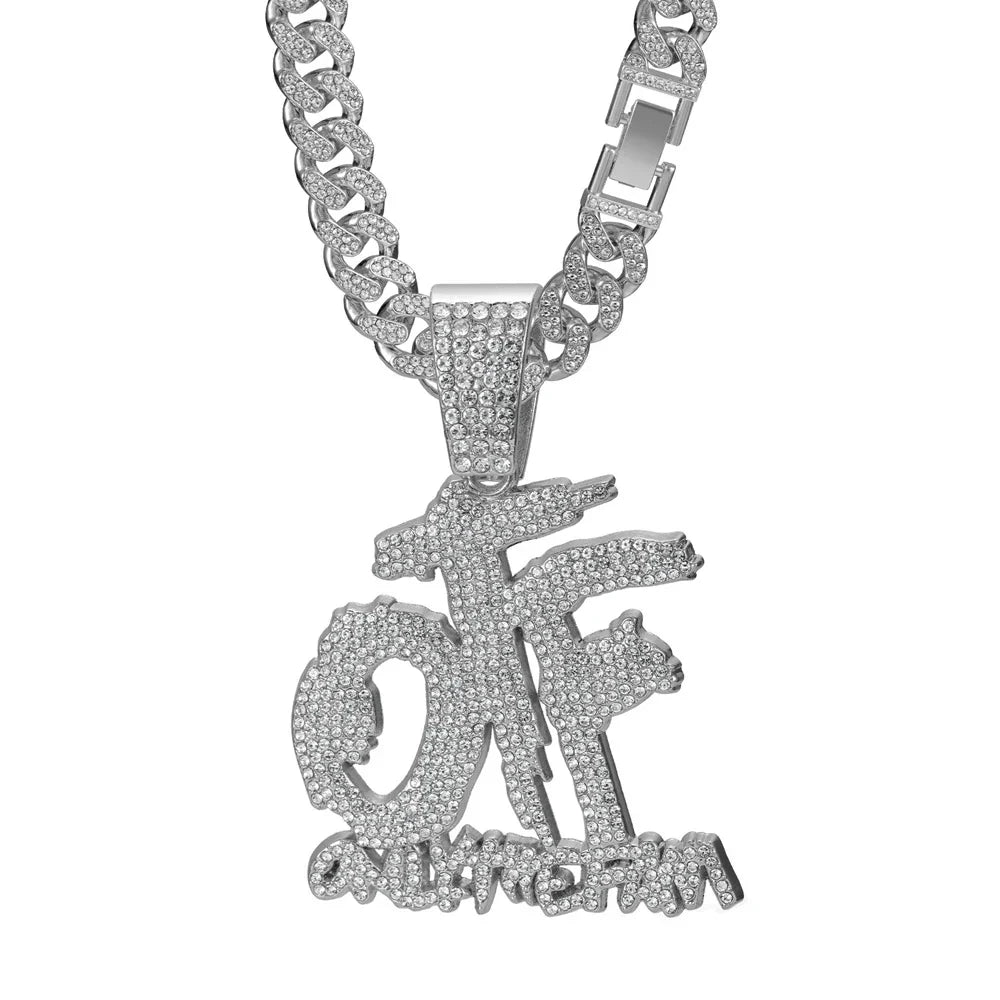Hip Hop Fashion English Letter OTF Pendant Cuban Chain Necklace,  Suitable For Daily Wear By Men And Women , Rock Party Jewelry