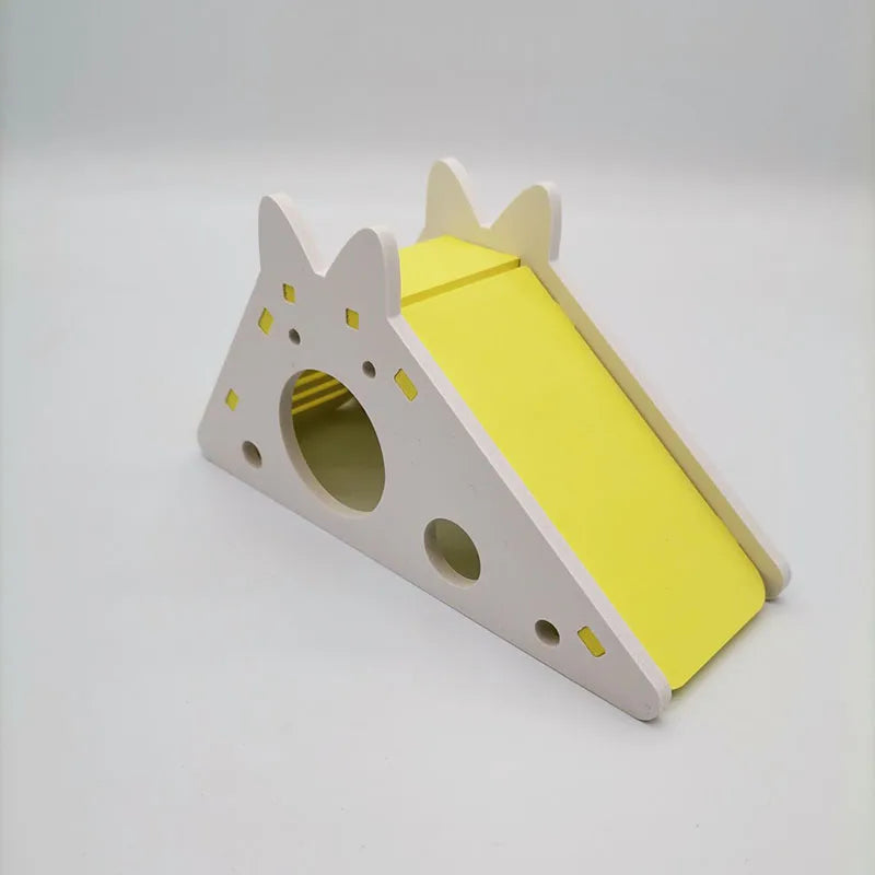 Assembled Hamster Slide Toy Guinea Pig Golden Bear Wooden Colorful Hamster House Small Pets Cage Toys Hamster Accessories
