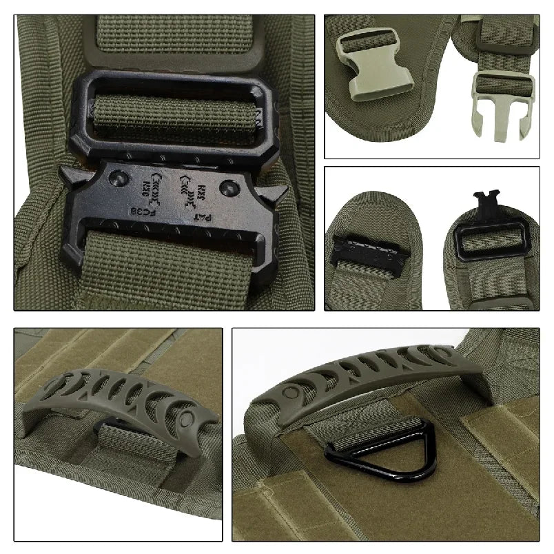Tactical Dog Harness Leash Collar Molle Pouches for Medium Large Dogs Training Military Pet Vest Adjustable Service Dog Harness