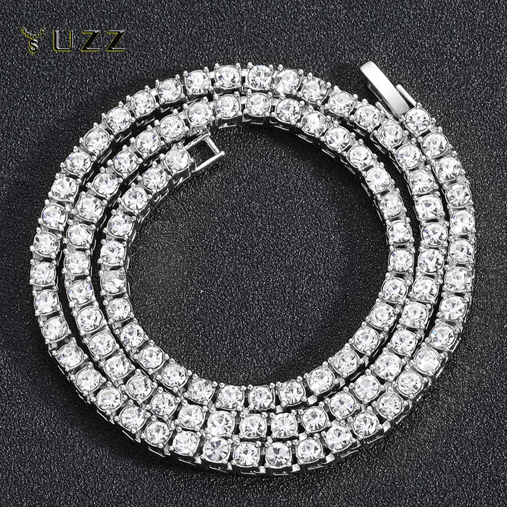 Hip Hop 5MM Tennis Chain Iced Out Bracelet Necklace Men Fashion Silver Color Tennis Jewelry Chains Women 20inch Choker Punk Gift