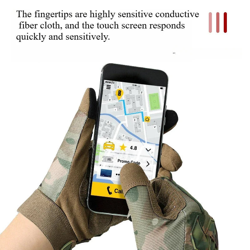 Tactical Gloves All Refers To Camouflage Thickened Stick-resistant Silicone Anti-collision Anti-slip Outdoor Riding Combat