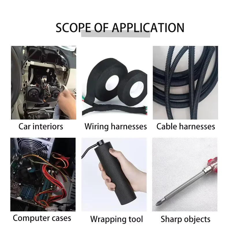15 Meter Heat-resistant Flame Retardant Tape Coroplast Adhesive Cloth Tape For Car Cable Harness Wiring Loom Protection