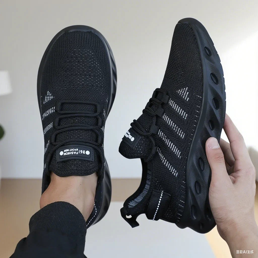 Men's Thick Soled Sports Shoes for Spring and Summer Women's Breathable and Shock-absorbing Fashionable Running Shoes Bare Foot