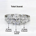 3/6cttw Real Moissanite Engagement Ring with Certificate 3-Stone Oval