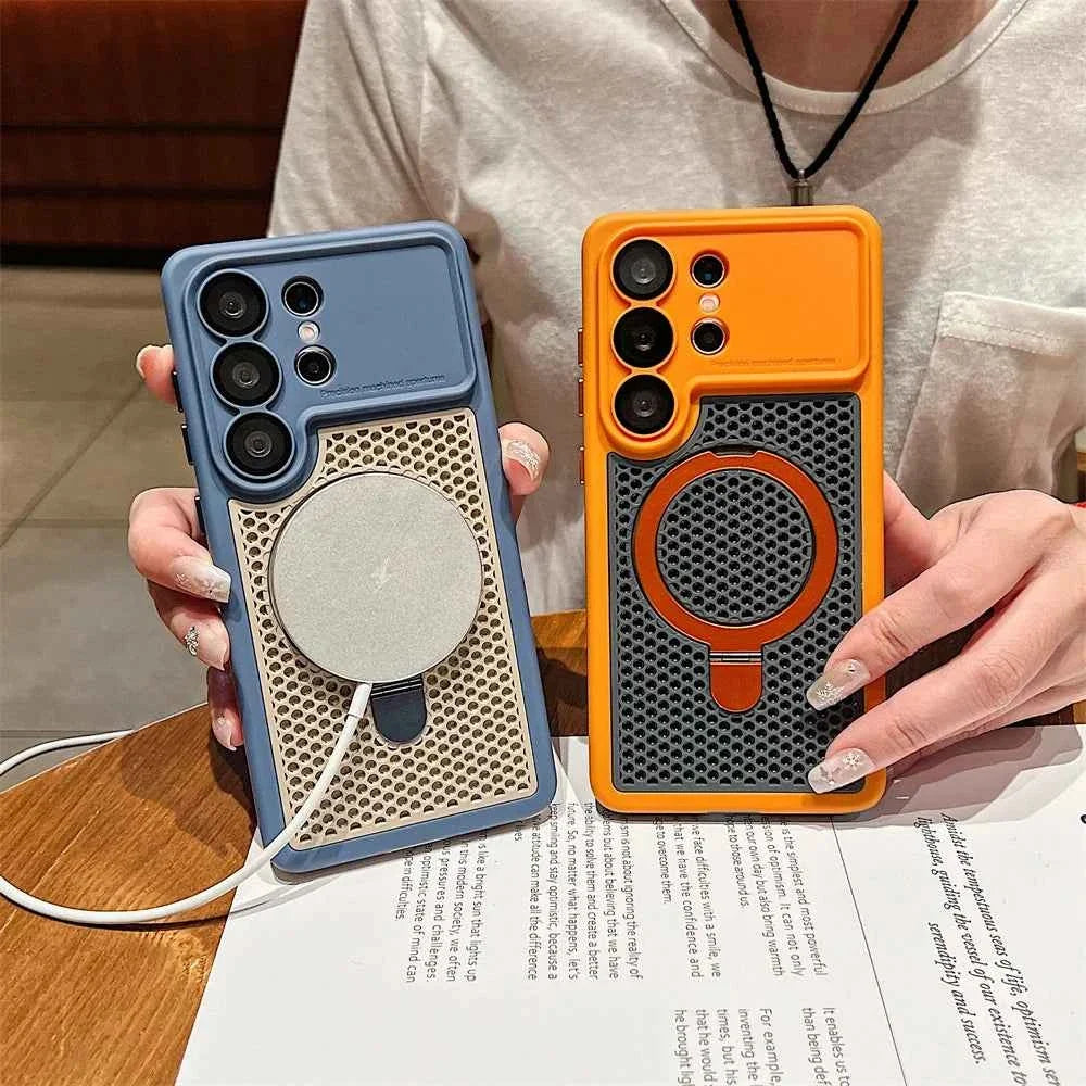 Luxury Heat Dissipation Cooling Mesh Hole Samsung Galaxy S26 Phone Case