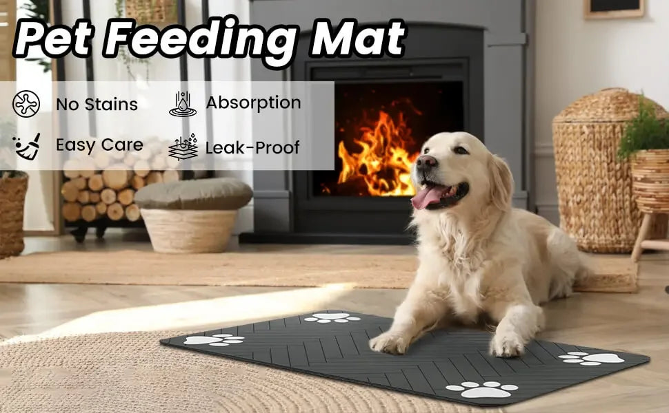Pet Feeding Mat-Absorbent Pet Placemat Rubber Backing Quick Dry Water Mat for Dog Cat for Food and Water Bowl with Waterproof