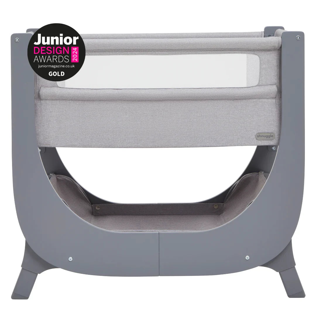 Shnuggle Air Lite Bedside Bassinet | Infant Crib | Height Adjustable Baby Bed with Mattress + 1 Waterproof + 2 White Sheets