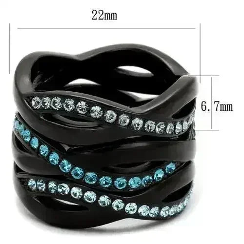 TK2492 - IP Black(Ion Plating) Stainless Steel Ring with Top Grade