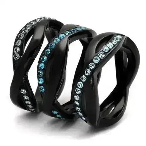 TK2492 - IP Black(Ion Plating) Stainless Steel Ring with Top Grade
