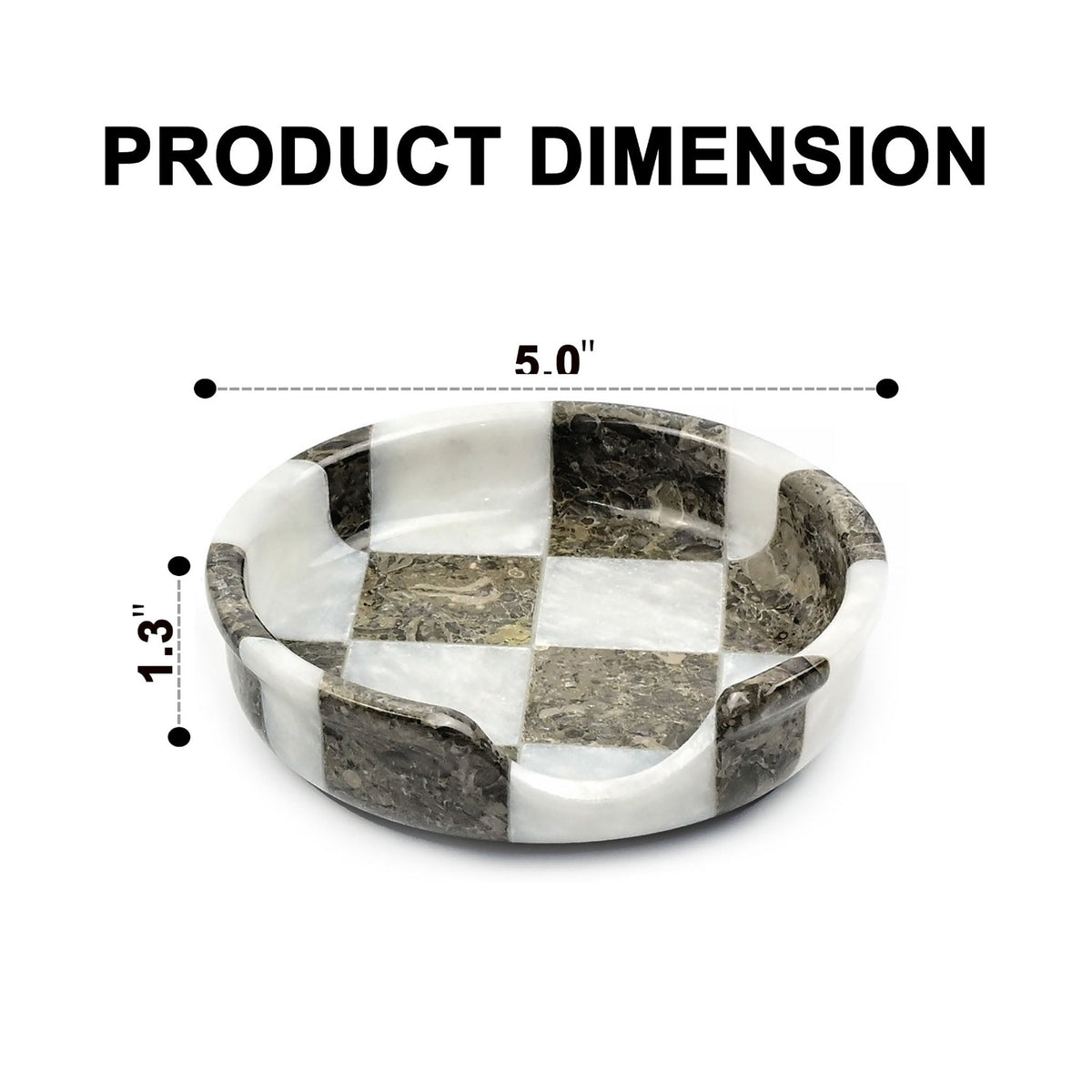 White and Grey Marble Spoon Rest - Checkered Style
