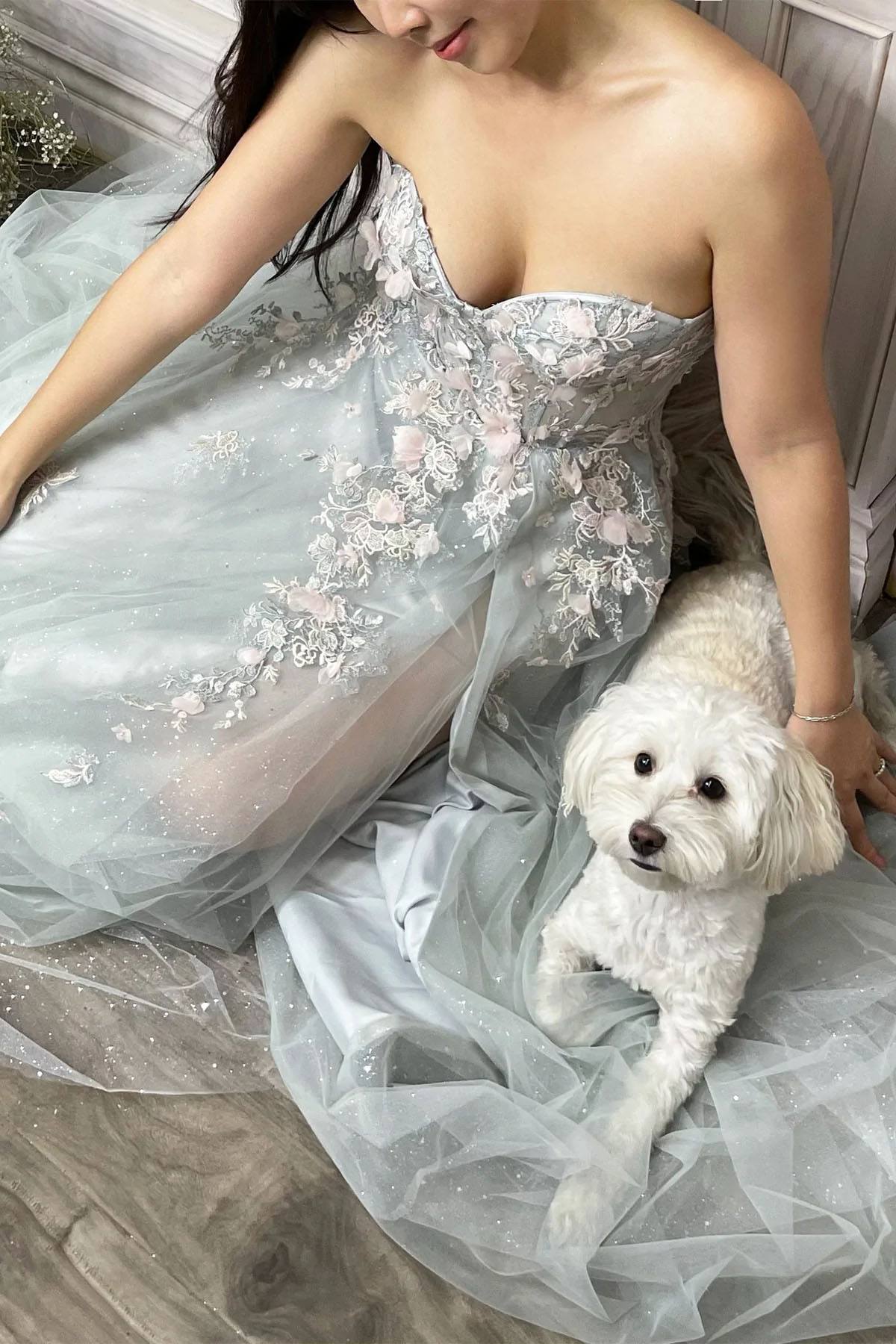 Andrea & Leo A1089 Penelope Blossom Gown with Overskirt