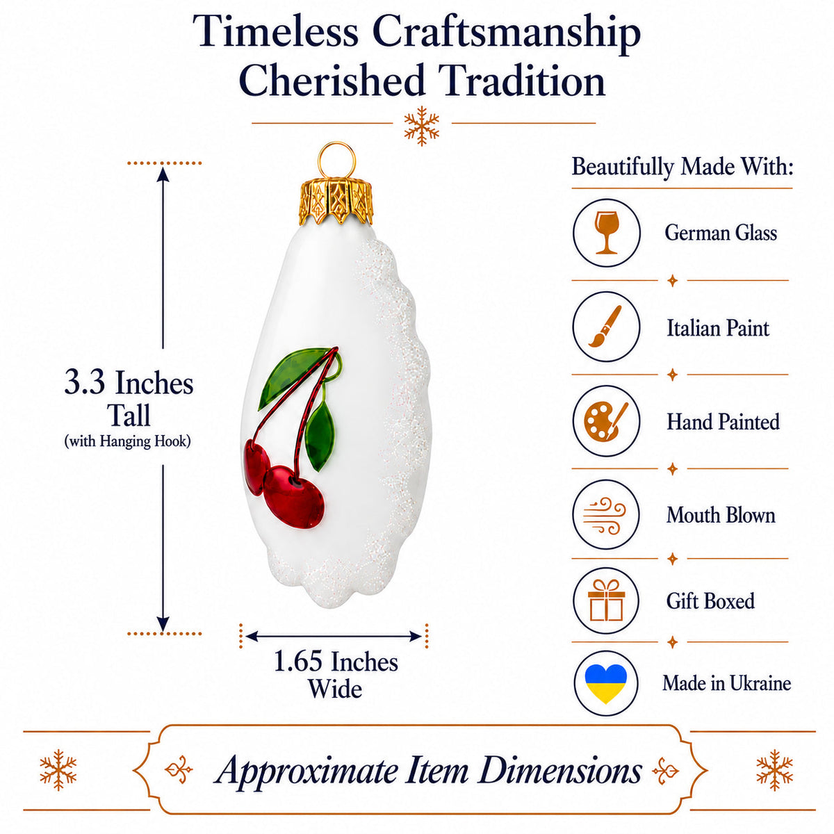Cherrie Pierogi Varenyk Glass Christmas Ornament