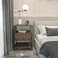 Alba Nightstand Side Table with Metal Frame