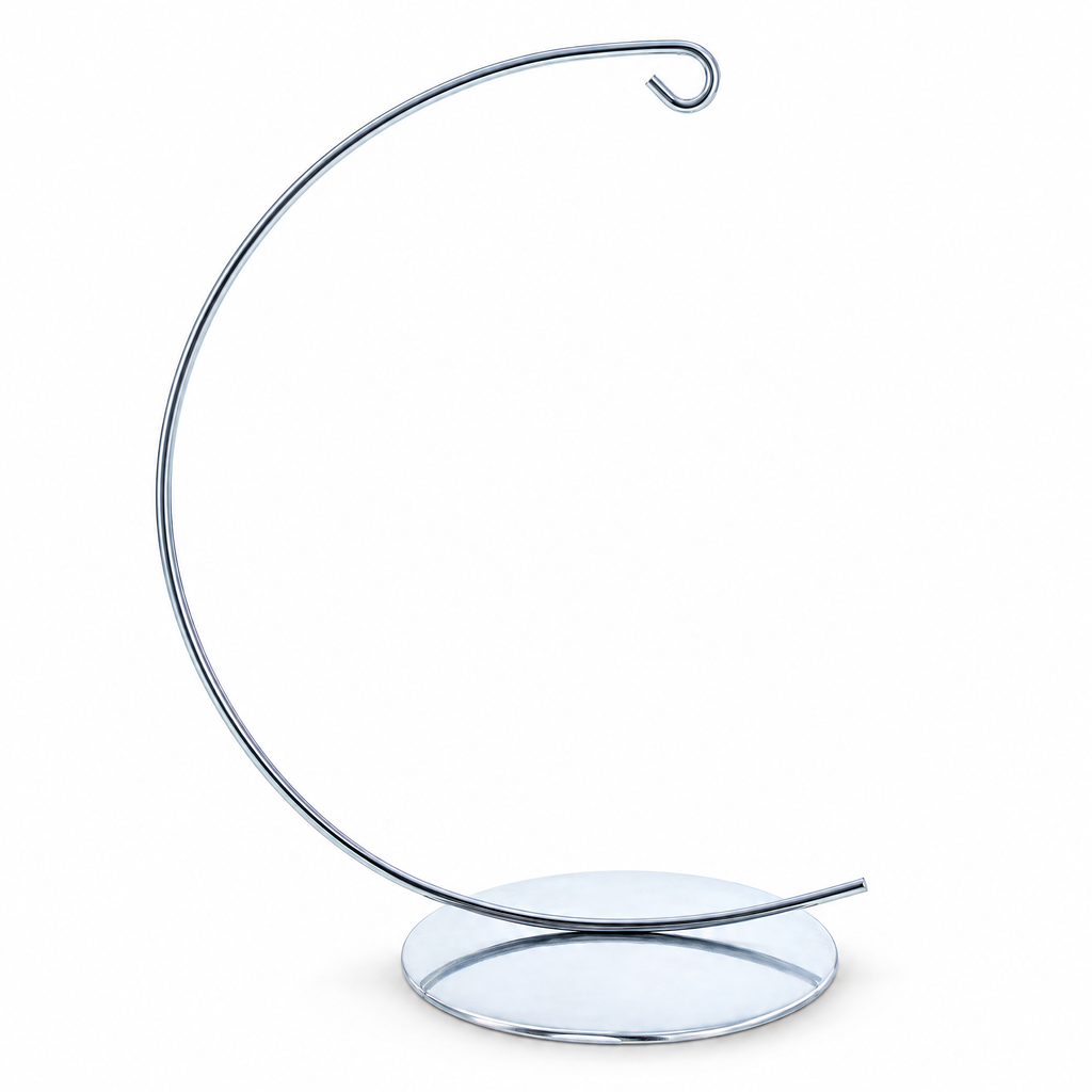 Solid Round Base Silver Metal Ornament Display Stand 7.8 Inches