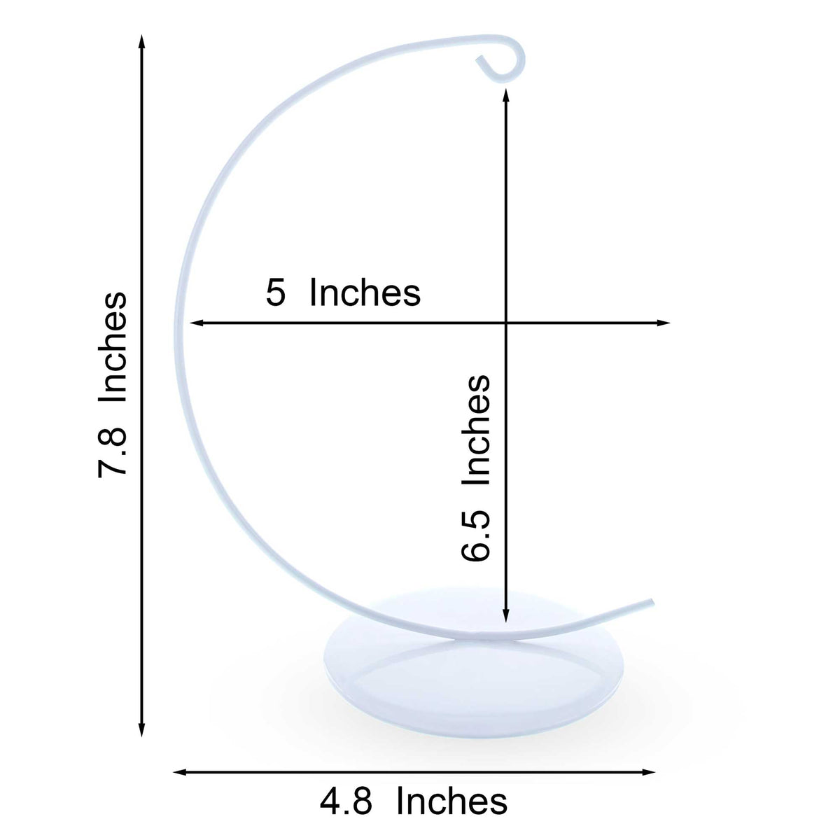 Solid Round Base White Painted Metal Ornament Display Stand 7.8 Inches