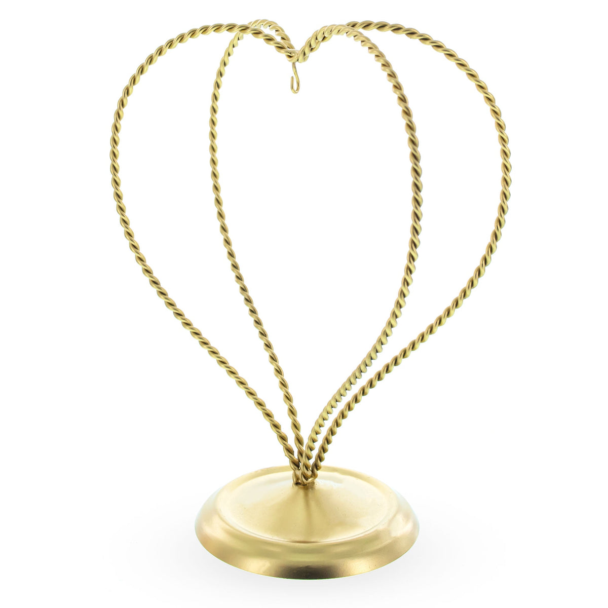Double Wire Heart Twisted Gold Metal Ornament Display Stand 7.8 Inches