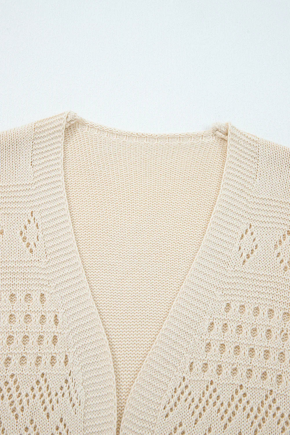 Smoke Gray Solid Color Hollow Knit Cardigan