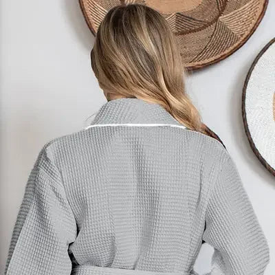 Knee-Length Waffle Robe for Women