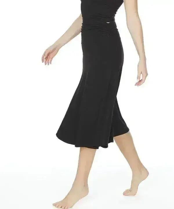 Bamboo Flared Skirt – Organic Mid-Length with Shirring