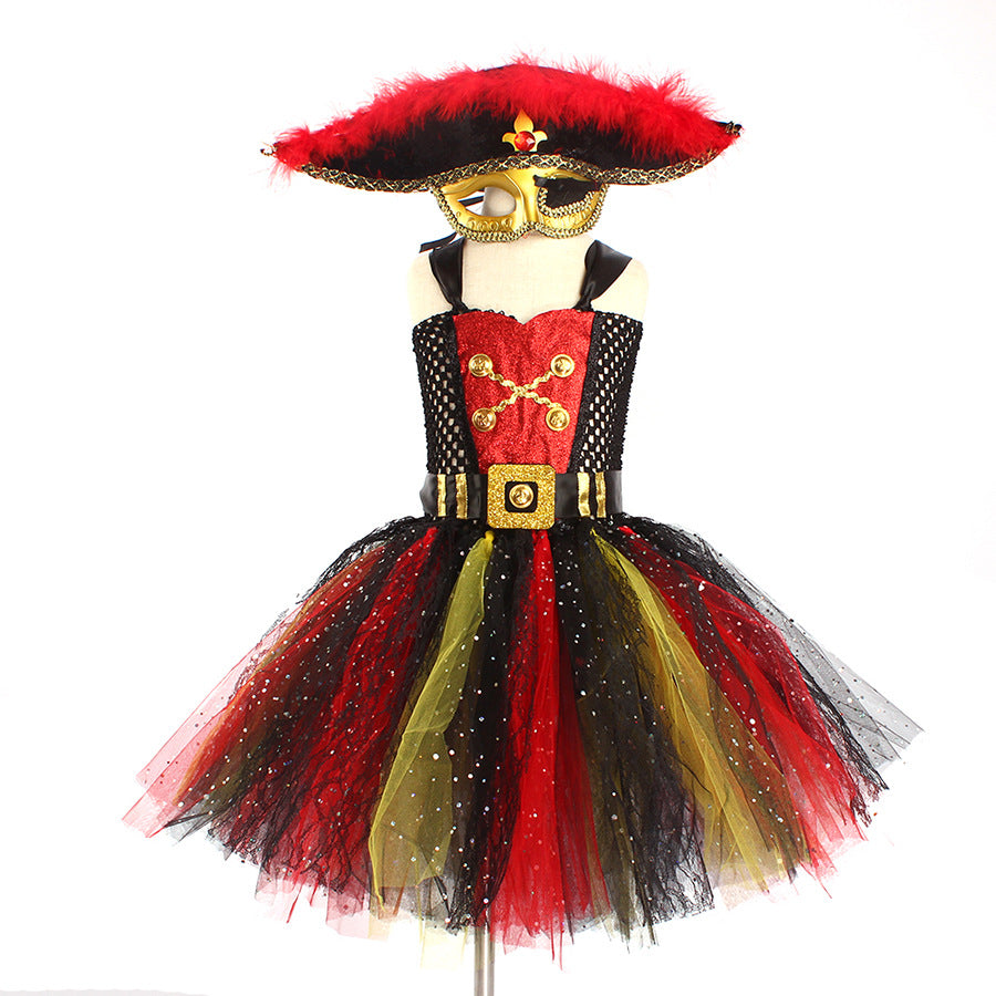 Halloween Pirates Of The Caribbean Costume Sequin Gauze Girls Dress Costumes