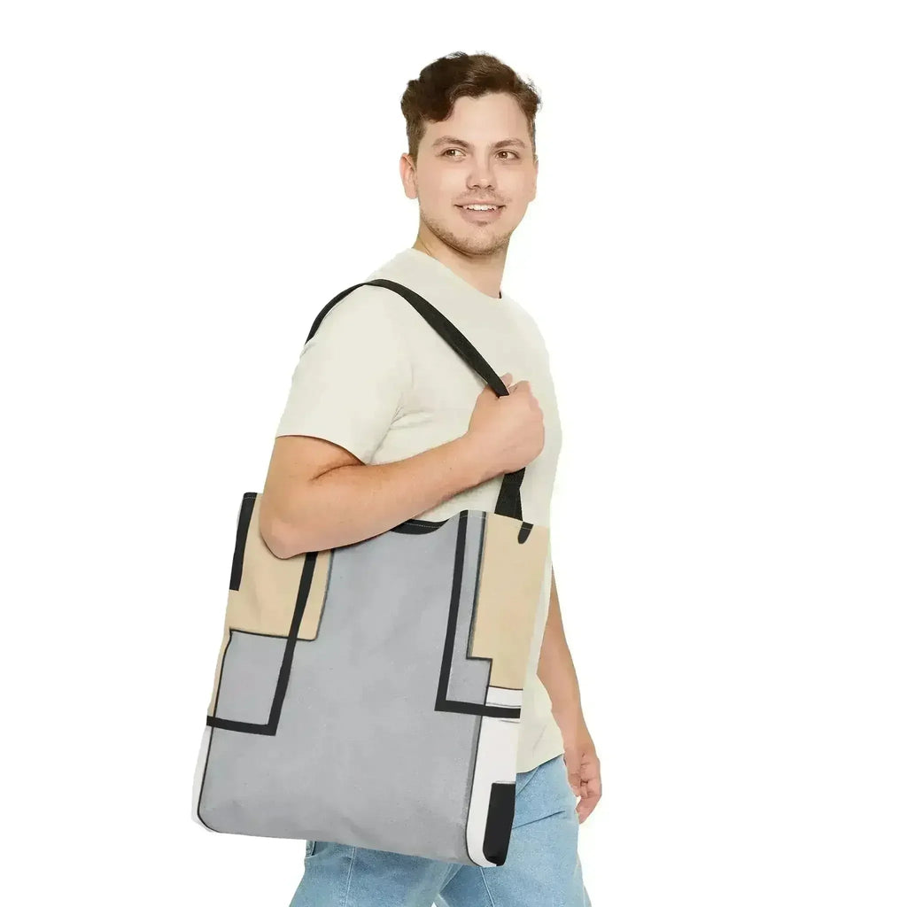 Large Tote Bag Black Grey Abstract Pattern