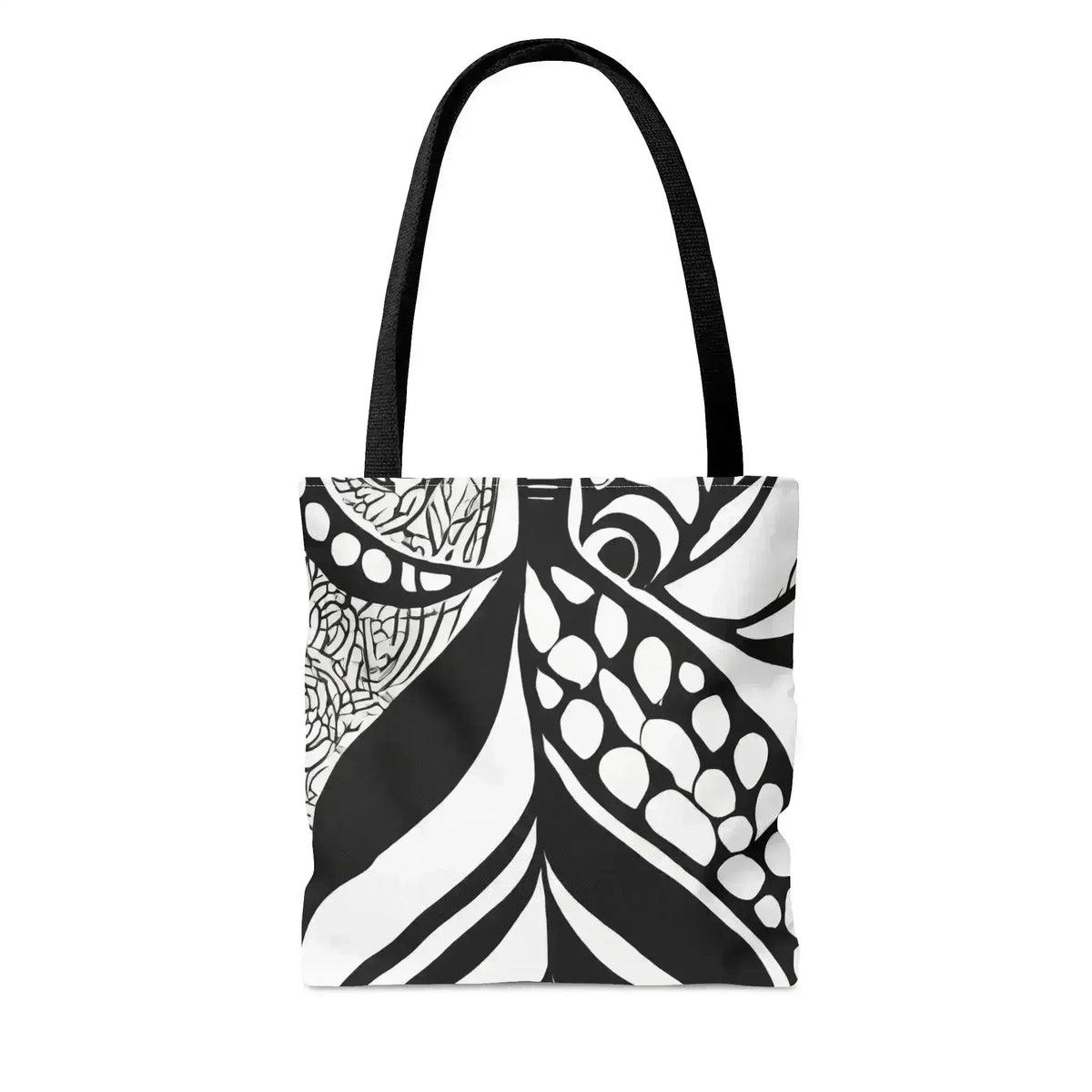 Large Tote Bag Floral Black Line Art Print 60110